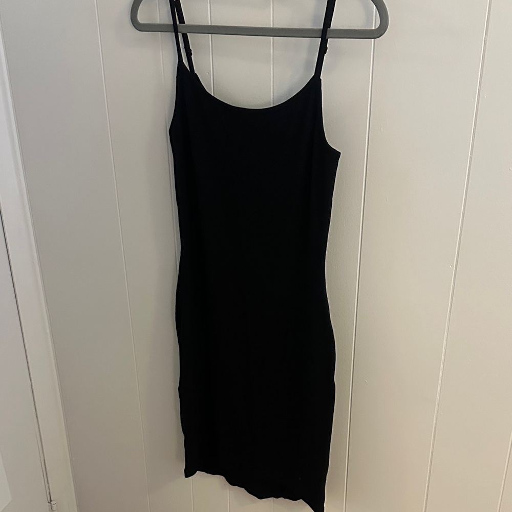SKIMS Black Ribbed Mini Dress